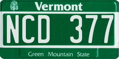 VT license plate NCD377
