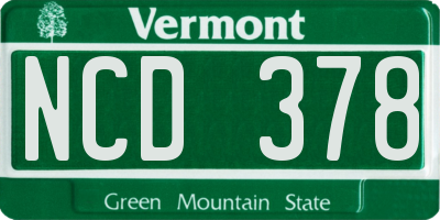 VT license plate NCD378