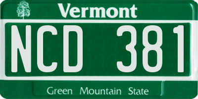 VT license plate NCD381