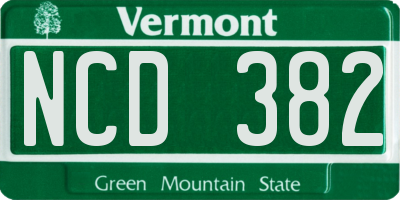 VT license plate NCD382
