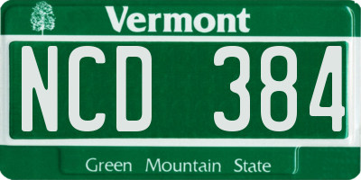 VT license plate NCD384