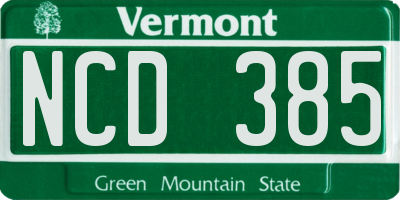 VT license plate NCD385
