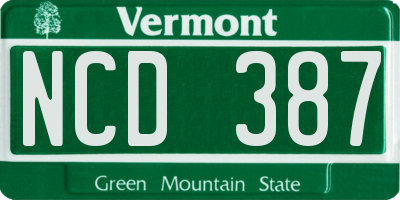 VT license plate NCD387