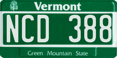 VT license plate NCD388
