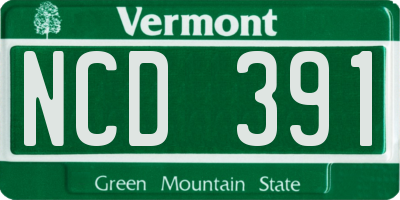 VT license plate NCD391