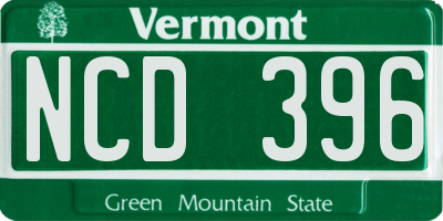 VT license plate NCD396