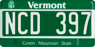 VT license plate NCD397