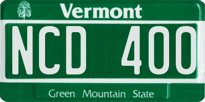 VT license plate NCD400