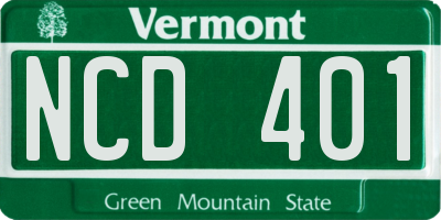 VT license plate NCD401
