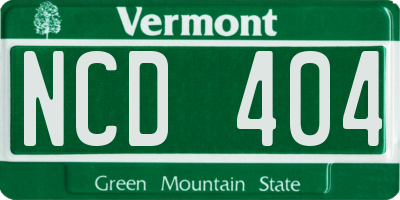 VT license plate NCD404
