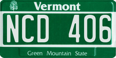 VT license plate NCD406
