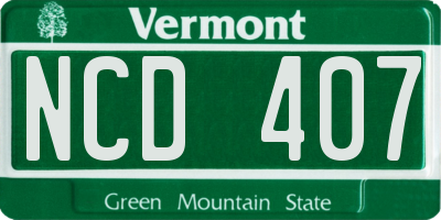 VT license plate NCD407