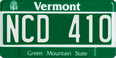 VT license plate NCD410