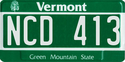 VT license plate NCD413