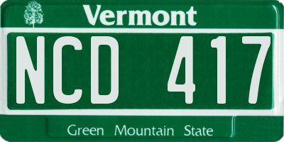 VT license plate NCD417