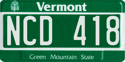 VT license plate NCD418