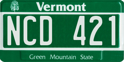 VT license plate NCD421