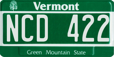 VT license plate NCD422