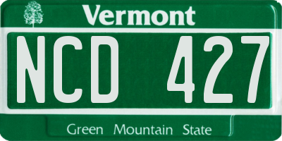 VT license plate NCD427