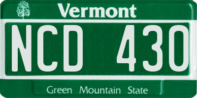 VT license plate NCD430
