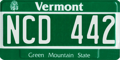 VT license plate NCD442