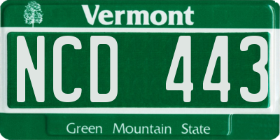 VT license plate NCD443