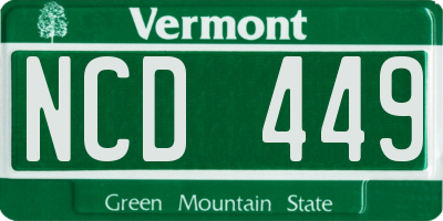 VT license plate NCD449