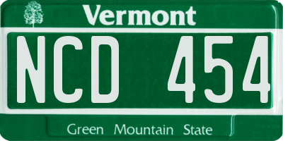 VT license plate NCD454