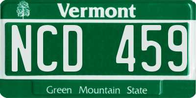 VT license plate NCD459
