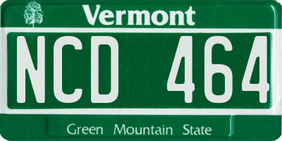 VT license plate NCD464
