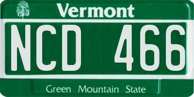 VT license plate NCD466