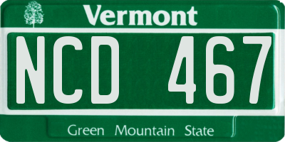 VT license plate NCD467