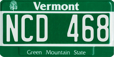 VT license plate NCD468