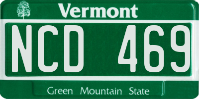 VT license plate NCD469
