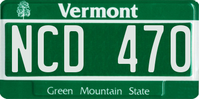 VT license plate NCD470