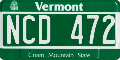 VT license plate NCD472