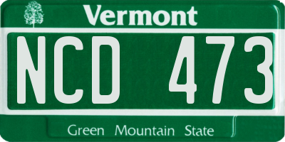 VT license plate NCD473