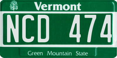 VT license plate NCD474