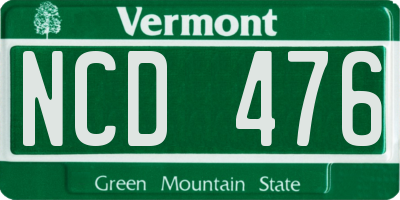 VT license plate NCD476