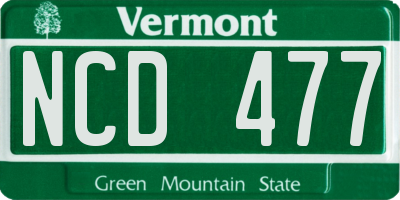 VT license plate NCD477
