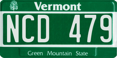 VT license plate NCD479