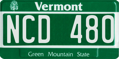 VT license plate NCD480