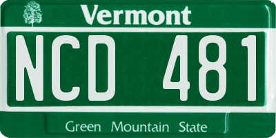 VT license plate NCD481