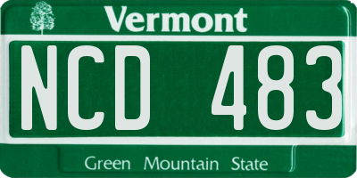 VT license plate NCD483