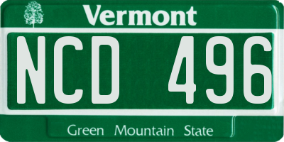 VT license plate NCD496