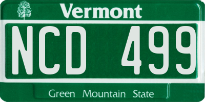 VT license plate NCD499