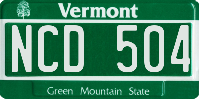 VT license plate NCD504