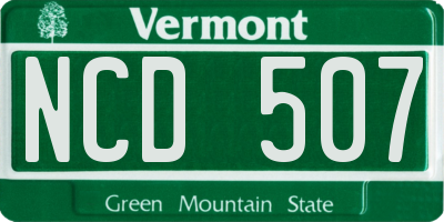 VT license plate NCD507