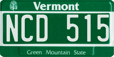 VT license plate NCD515