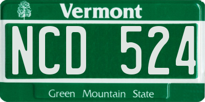 VT license plate NCD524
